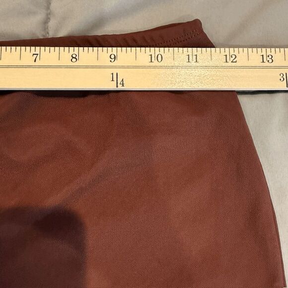House of Harlow Bronze Brown Mini Skirt Stretch Mesh Pull On Size XS - Picture 5 of 7
